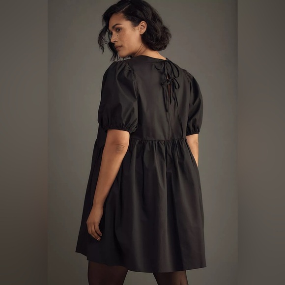 new Anthropologie English Factory Plus Puff-Sleeve Mini Dress black size 1X - Picture 2 of 10